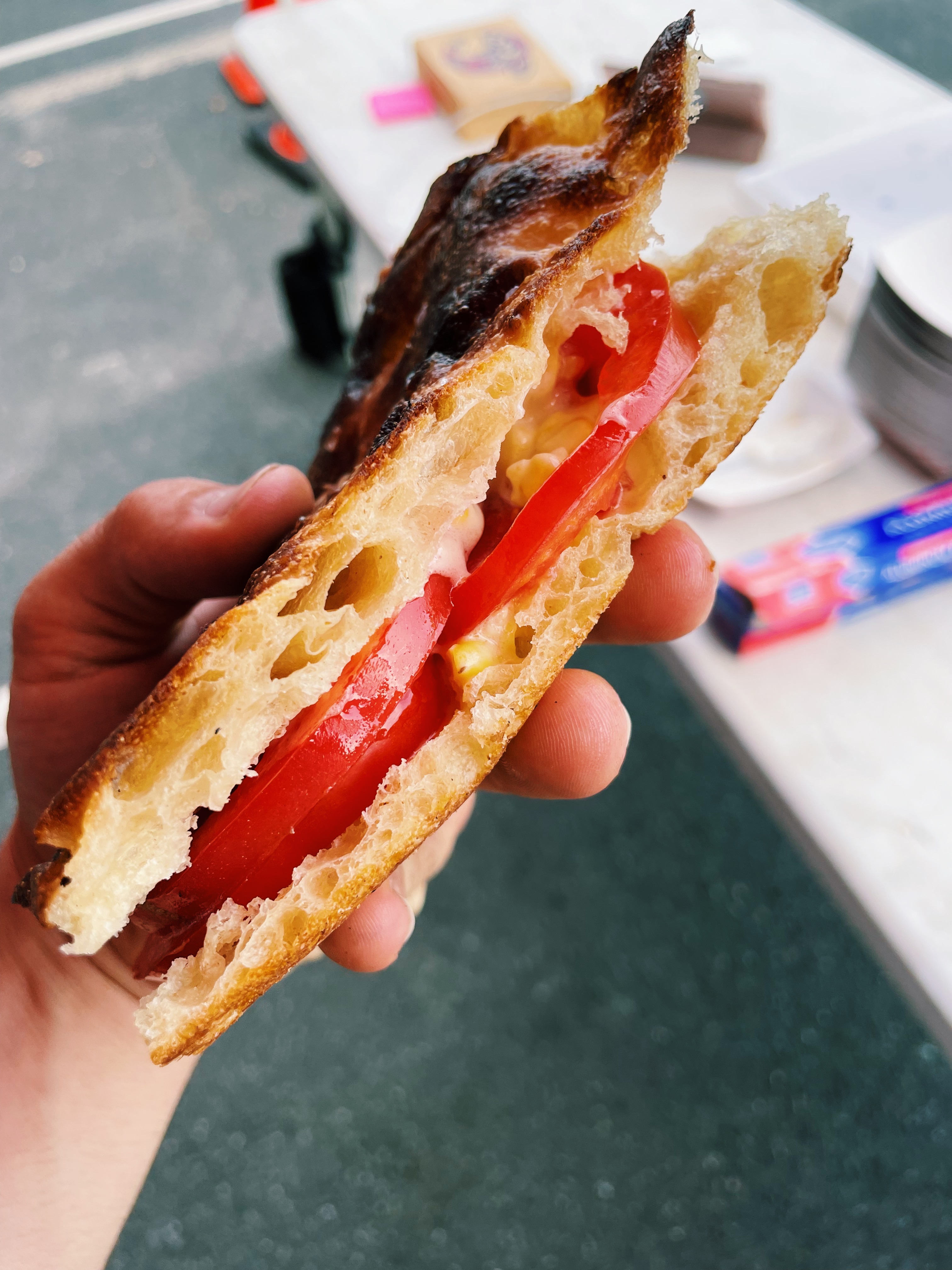 photo of a tomato sandwich